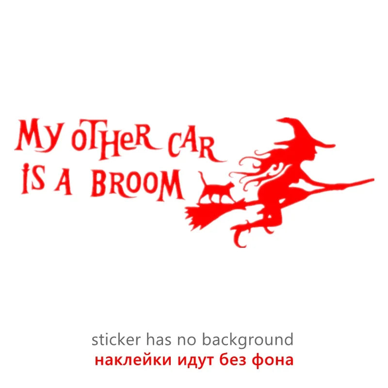Car Stickers My Other Car Is A Broomstick Funny Witch Vinyl Sticker Car Bumper Car Window Body Decoration Decals,28cm*10cm