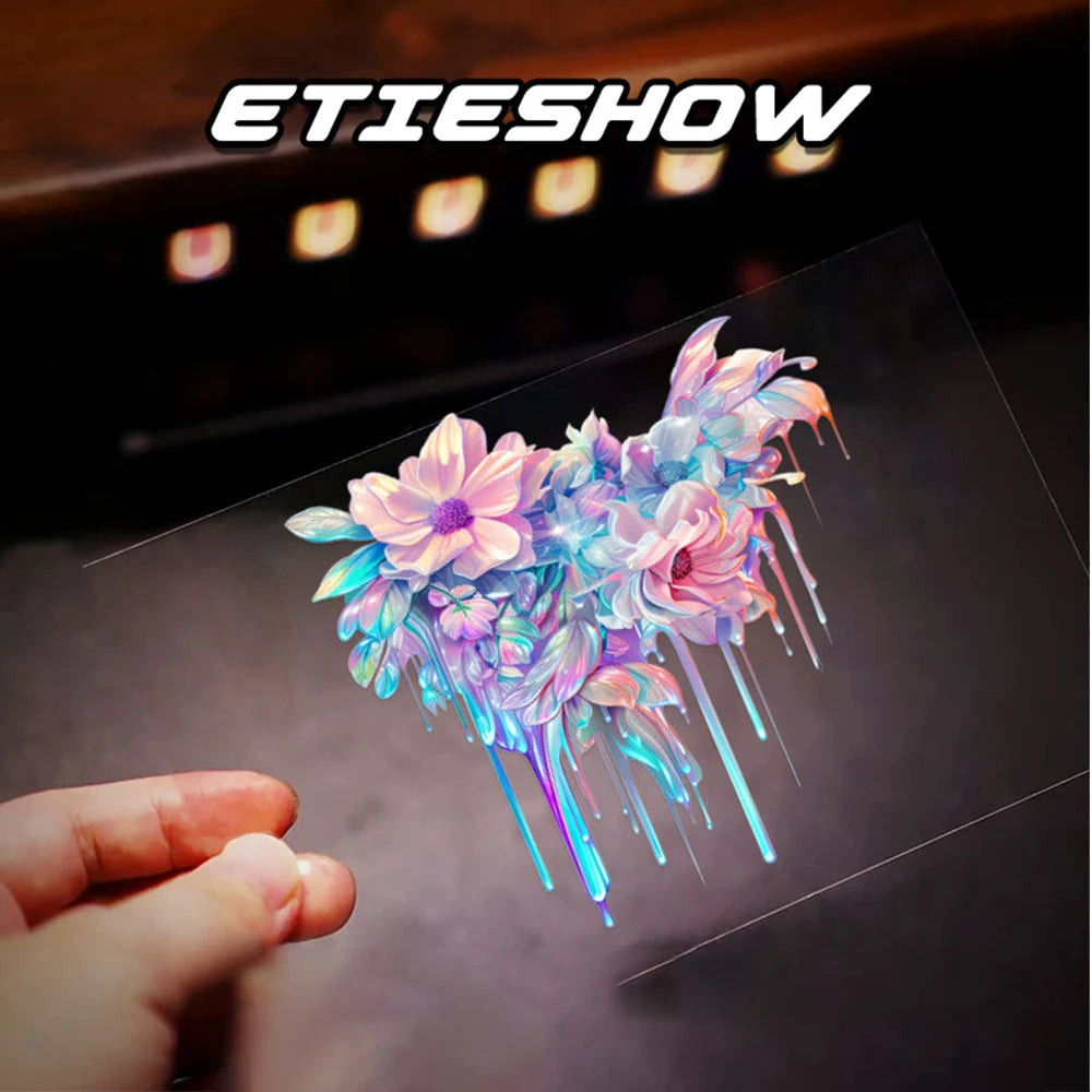 Car Interior Stickers with Dopamine Coloured Fluid Paint Vinyl Reflective Car Stickers for Car Bumpers and Trims