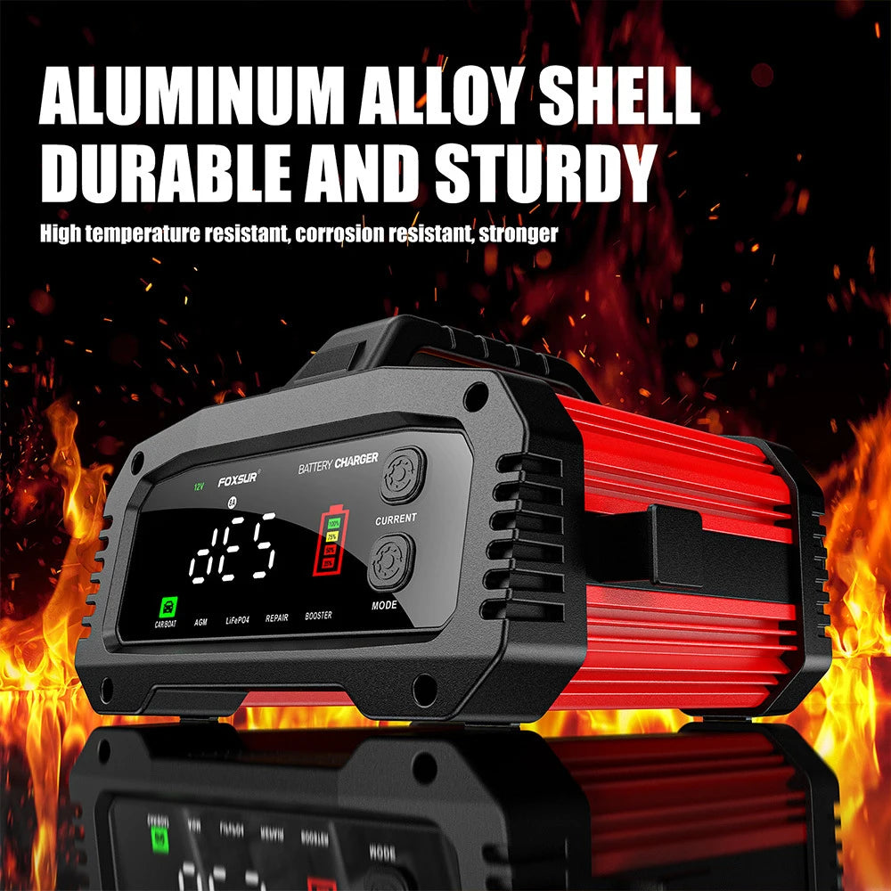 Car Battery Charger 25A/15A Intelligent Pulse Repair for 12V/24V