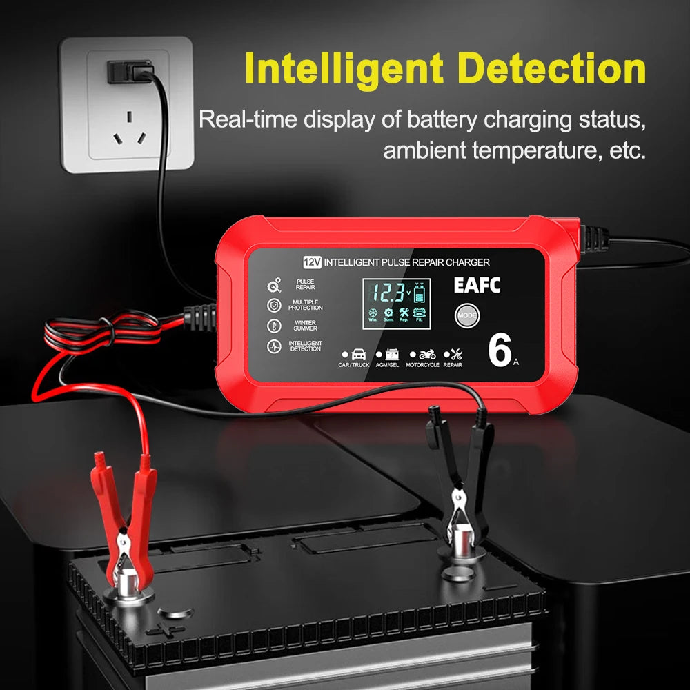 Car Battery Charger 6A 12V Car and Motorcycle Battery Charging Device