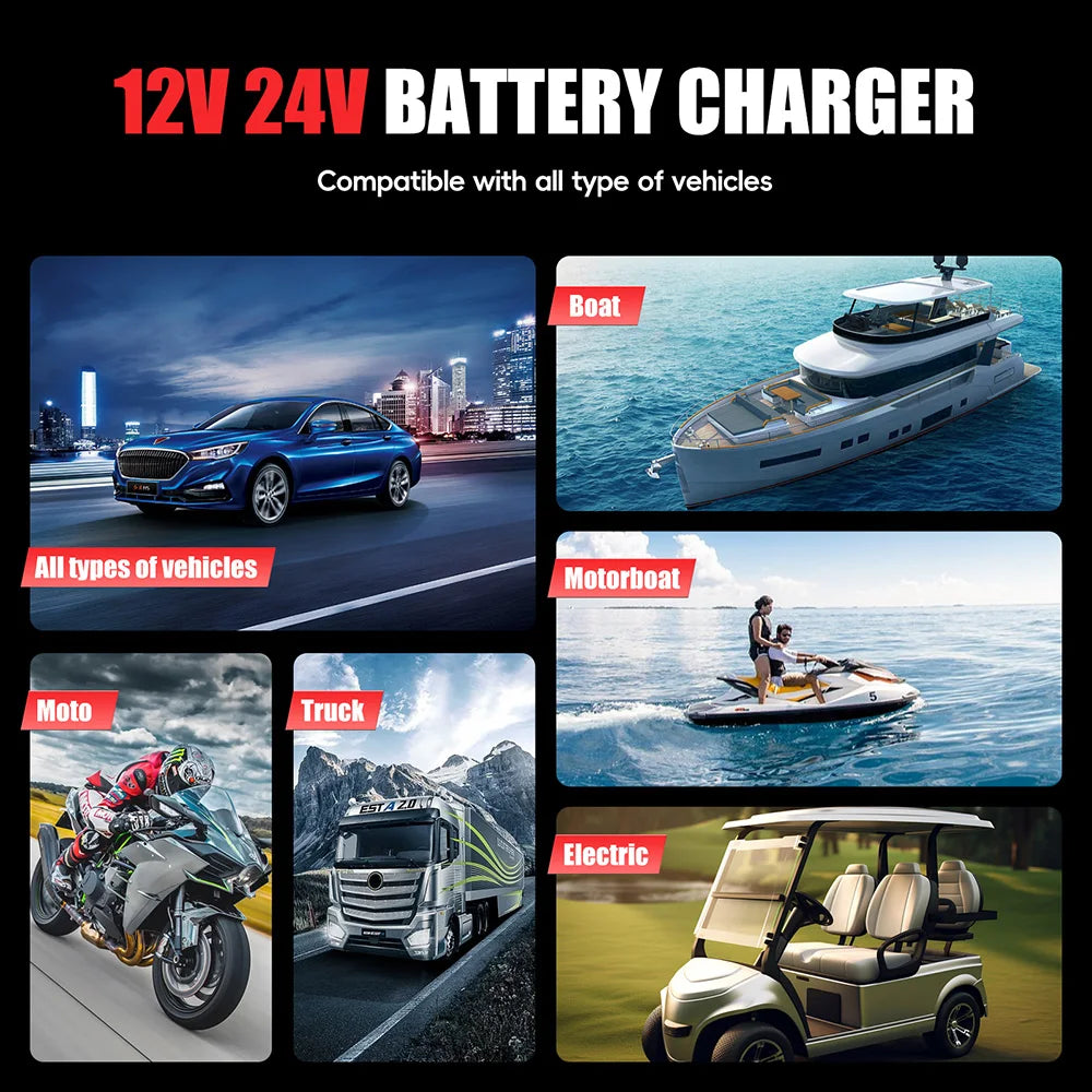 15A 12V 24V 5A Car Battery Charger