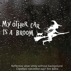 Car Stickers My Other Car Is A Broomstick Funny Witch Vinyl Sticker Car Bumper Car Window Body Decoration Decals,28cm*10cm