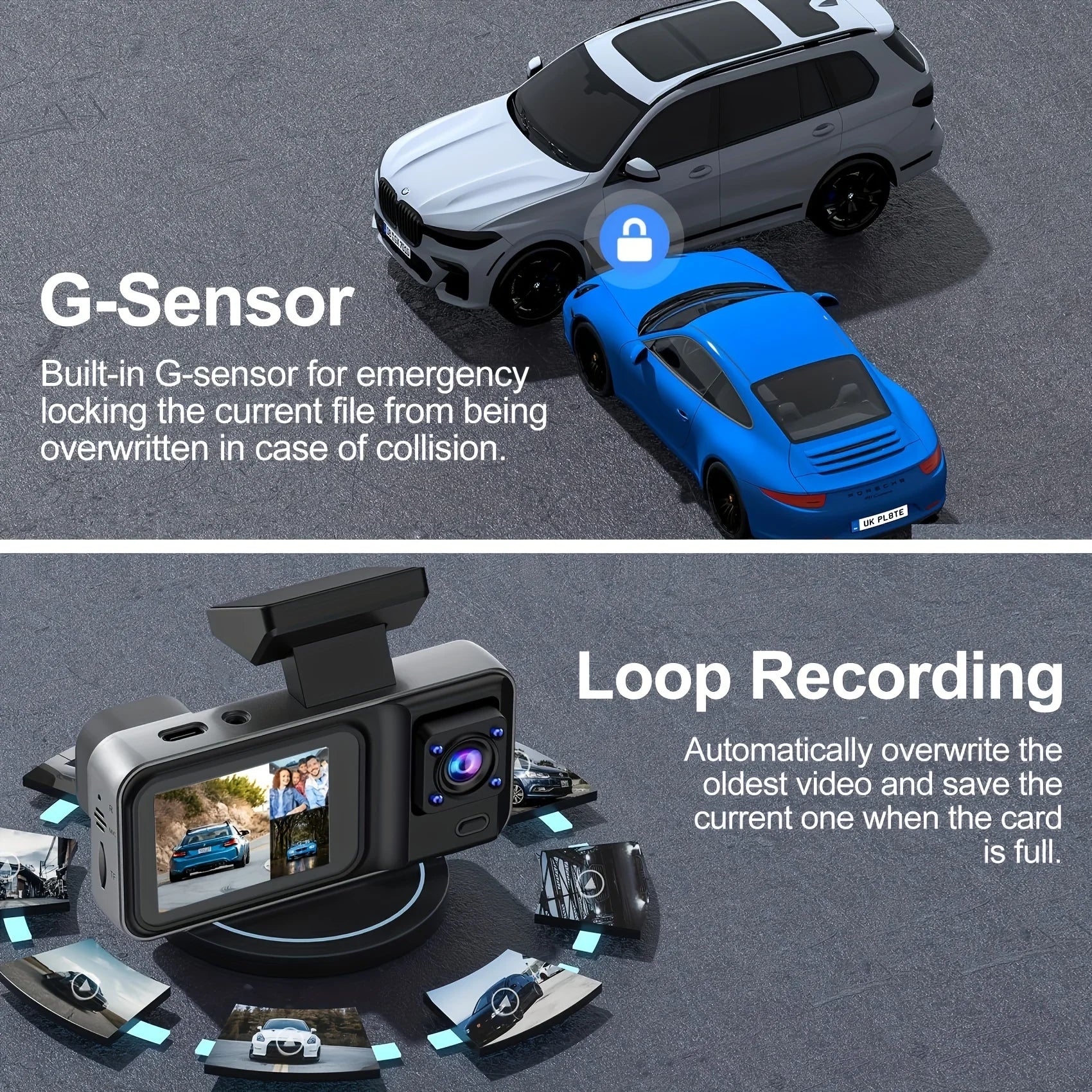 Dash Cam for Cars 3 Channel Car DVR 1080P Camera Video Recorder Front and Rear Inside View Camera