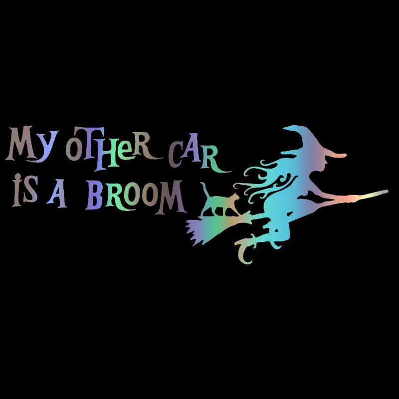 Car Stickers My Other Car Is A Broomstick Funny Witch Vinyl Sticker Car Bumper Car Window Body Decoration Decals,28cm*10cm