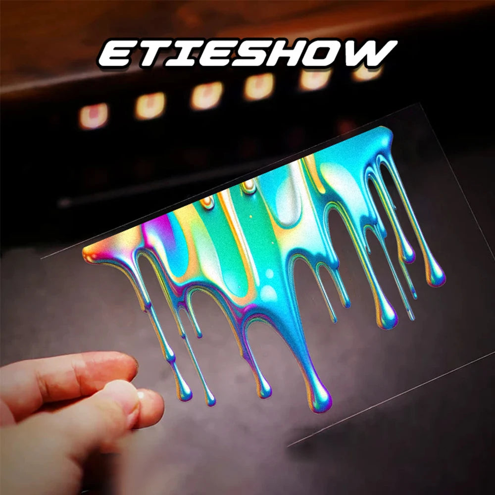 Car Interior Stickers with Dopamine Coloured Fluid Paint Vinyl Reflective Car Stickers for Car Bumpers and Trims