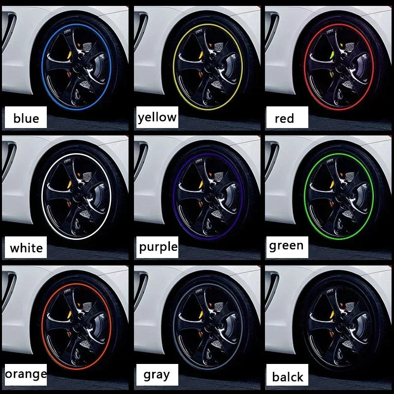 8M/ Roll Rim Blades Car Vehicle Color Wheel Rims Protectors Decor Strip Tire Guard Line Rubber Mounding Trim Tire Guard Line