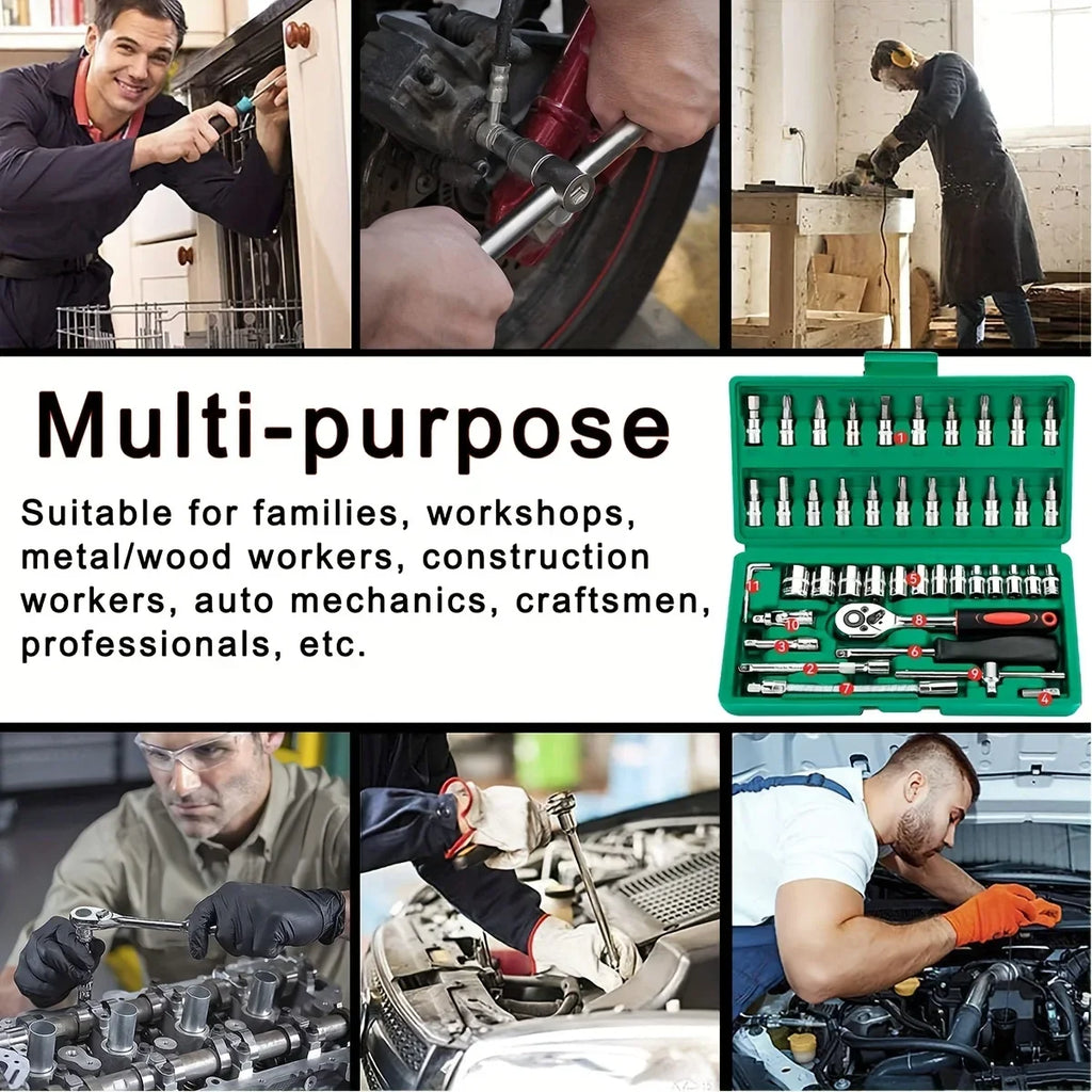 46Pcs Family Tools 1/4 Set Mechanic Tool Kits