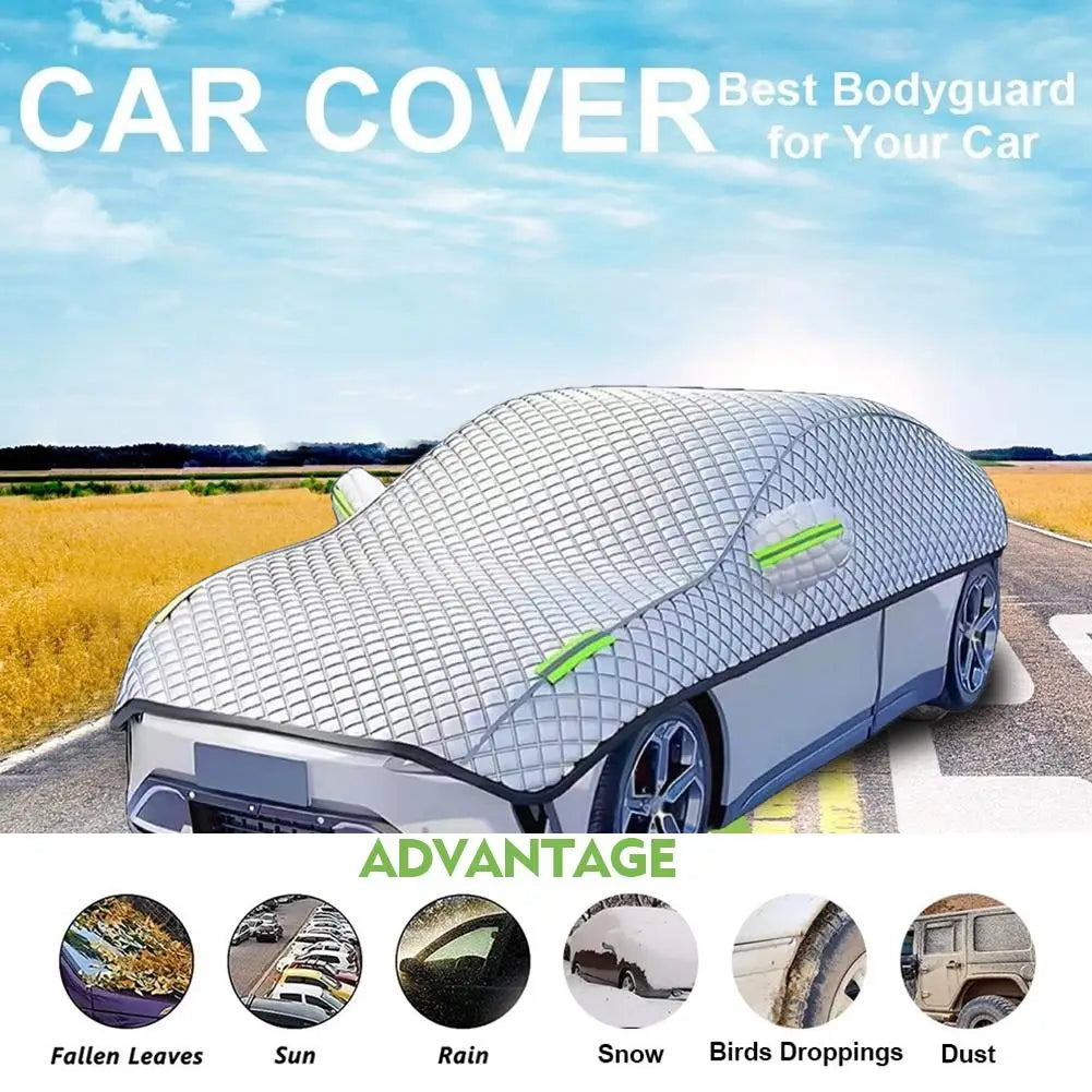Universal Car Outdoor Cover Four Seasons Exterior Half Sunshades Covers  Anti-frost  Sun Protection Snow Proof Car Covers