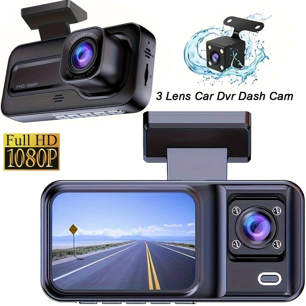 Dash Cam for Cars 3 Channel Car DVR 1080P Camera Video Recorder Front and Rear Inside View Camera