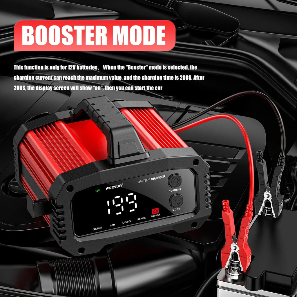 Portable 25A/15A Smart Car Battery Charger