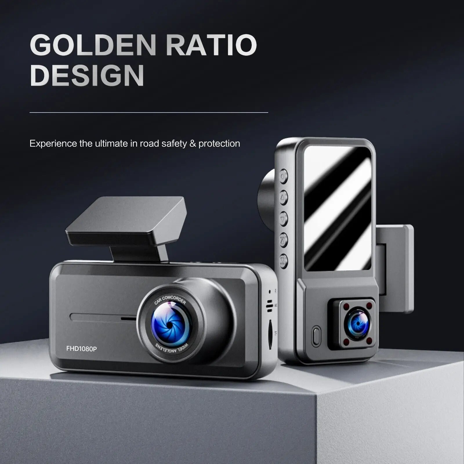 Dash Cam for Cars 3 Channel Car DVR 1080P Camera Video Recorder Front and Rear Inside View Camera