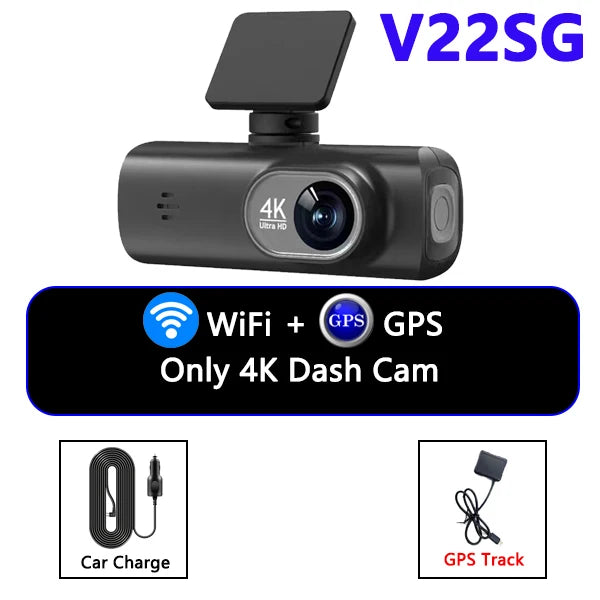 Dash Cam 4K UHD for Car Camera Front Rear Dual Lens With GPS WiFi 24h