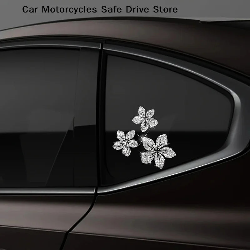 Floral Glitter Decorative Car Stickers Waterproof DlY Sticker Self Adhesive Vinyl Easy to Install for Cars, Motorcycles, Trucks