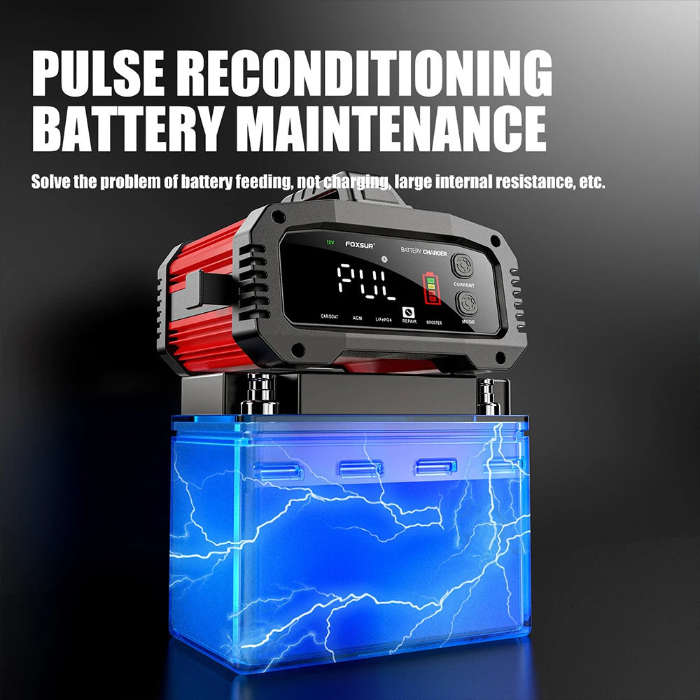 25A/15A Smart Car Battery Charger Car Booster Pulse Repair Portable