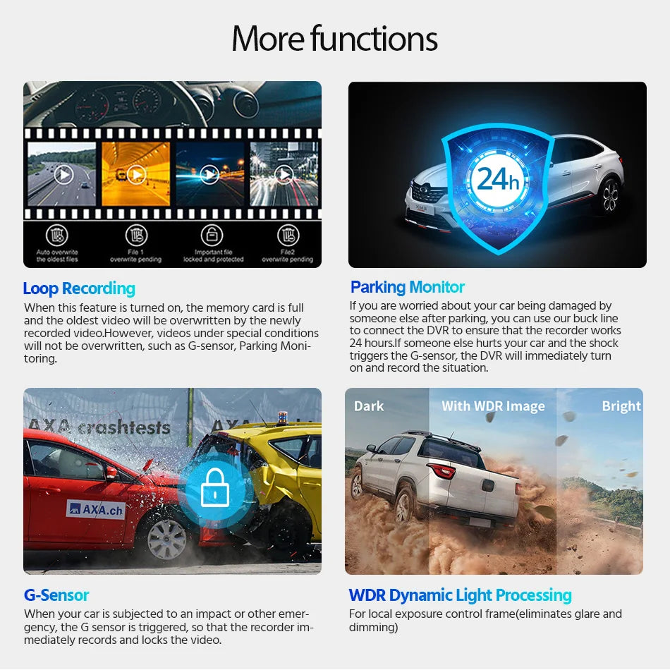 Dash Cam 4K UHD Recording Car Camera DVR Night Vision Video Recorder Built-In Wi-Fi