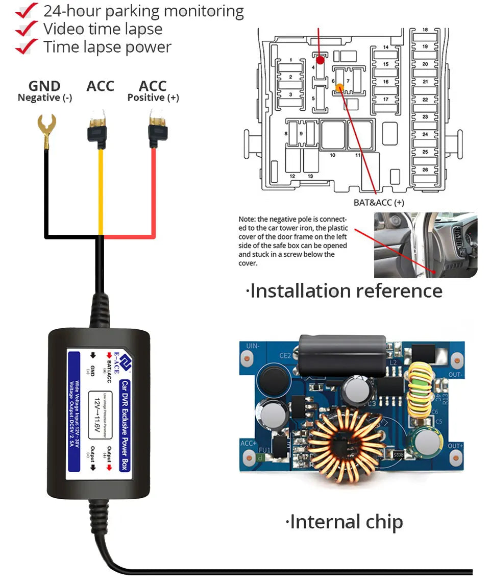 Dash Cam 4K UHD Recording Car Camera DVR Night Vision Video Recorder Built-In Wi-Fi
