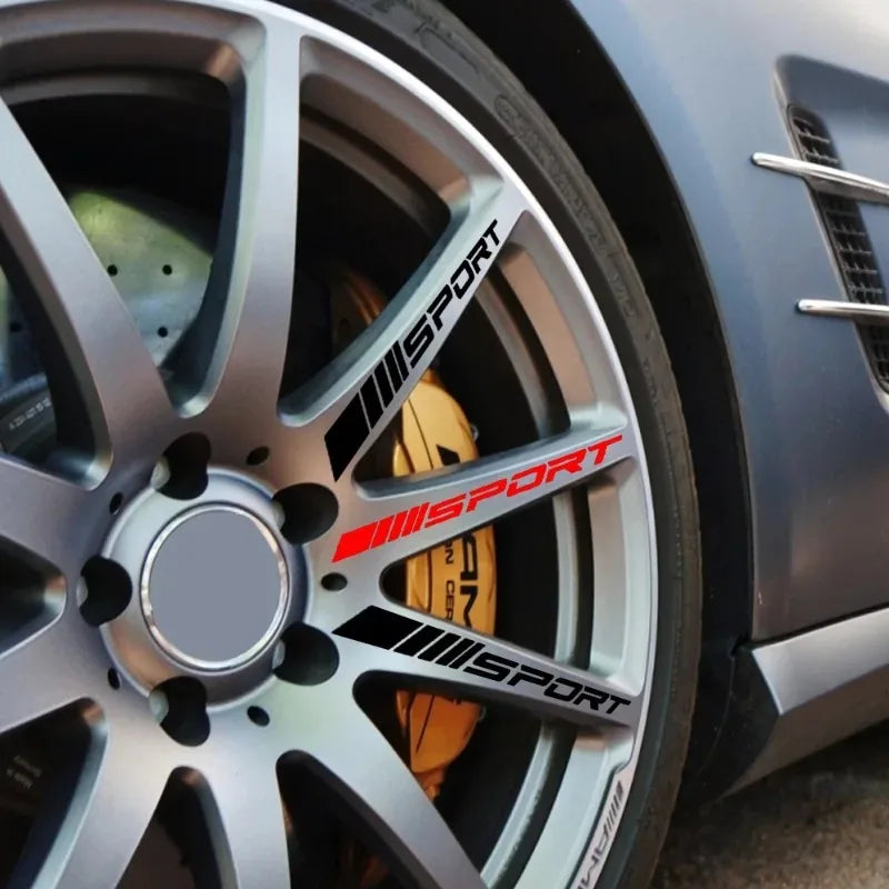 Fashion 4pc Car Stickers Wheels Rims Sport Racing DIY Stripes Decorative Stickers Emblem Car Styling Car SUV Truck Accessories