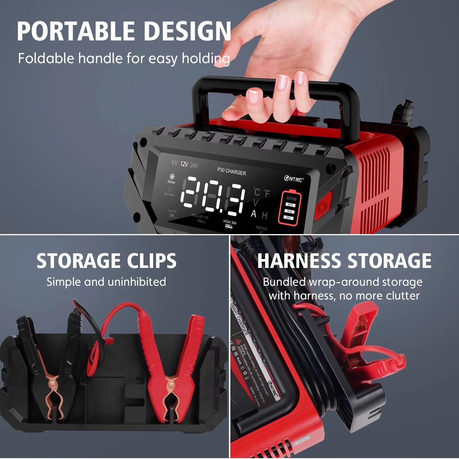 12V/30A 24V/16A Smart Car Battery Charger 6V/10A For Motorcycle