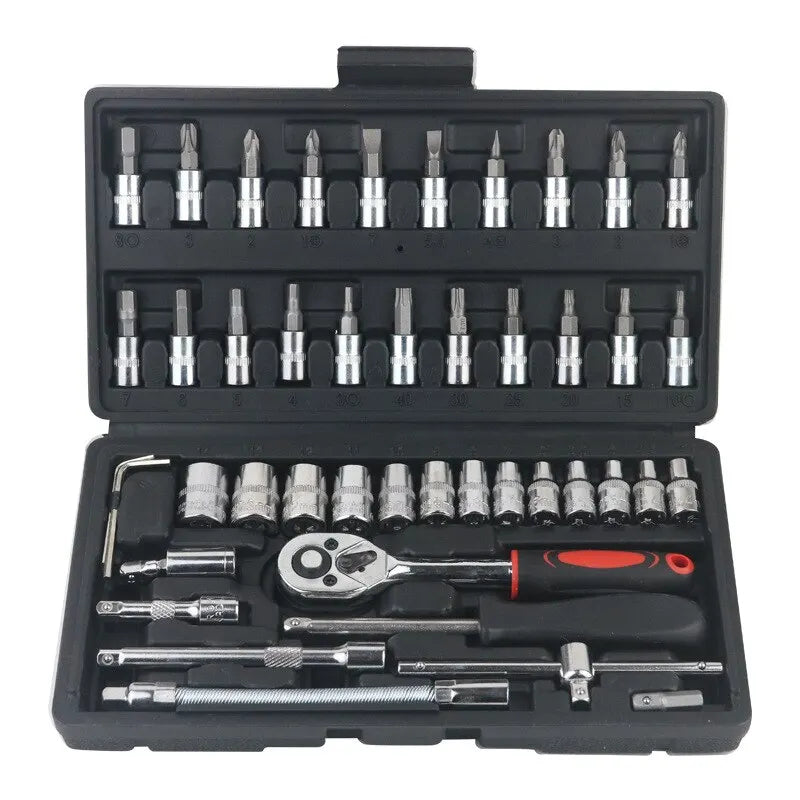 New 46-piece car repair tool kit 1/4 inch socket set