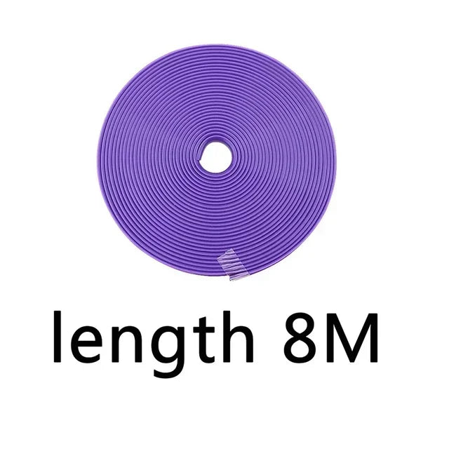 8M/ Roll Rim Blades Car Vehicle Color Wheel Rims Protectors Decor Strip Tire Guard Line Rubber Mounding Trim Tire Guard Line