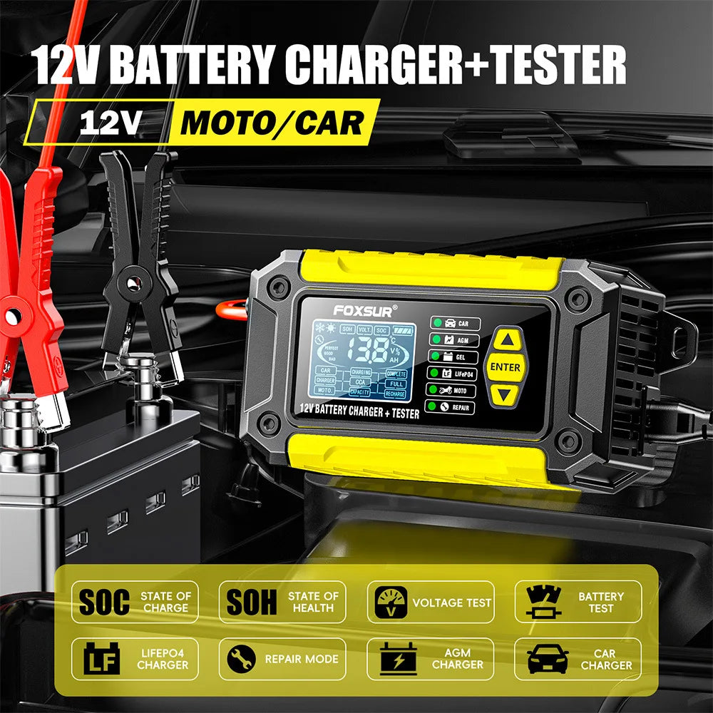 2 in 1 Smart Car Battery Charger System Tester