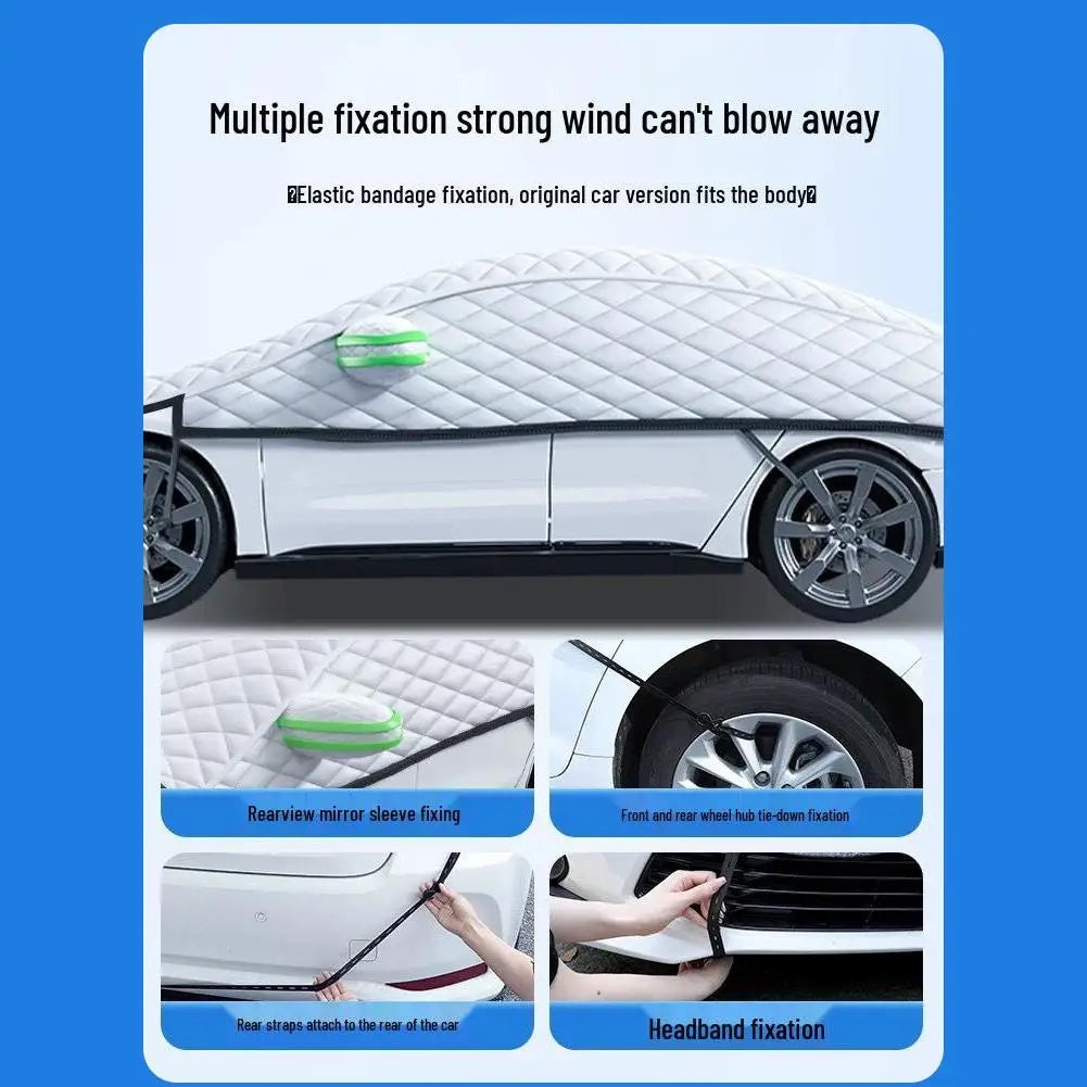 Universal Car Outdoor Cover Four Seasons Exterior Half Sunshades Covers  Anti-frost  Sun Protection Snow Proof Car Covers