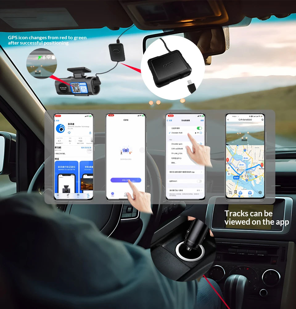 Dash Cam 4K UHD Recording Car Camera DVR Night Vision Video Recorder Built-In Wi-Fi