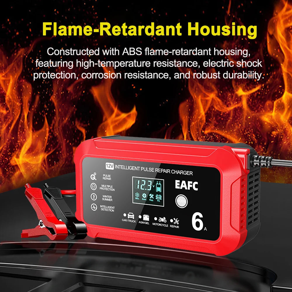 Car Battery Charger 6A 12V Car and Motorcycle Battery Charging Device