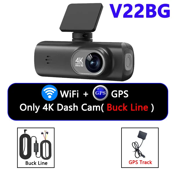Dash Cam 4K UHD for Car Camera Front Rear Dual Lens With GPS WiFi 24h