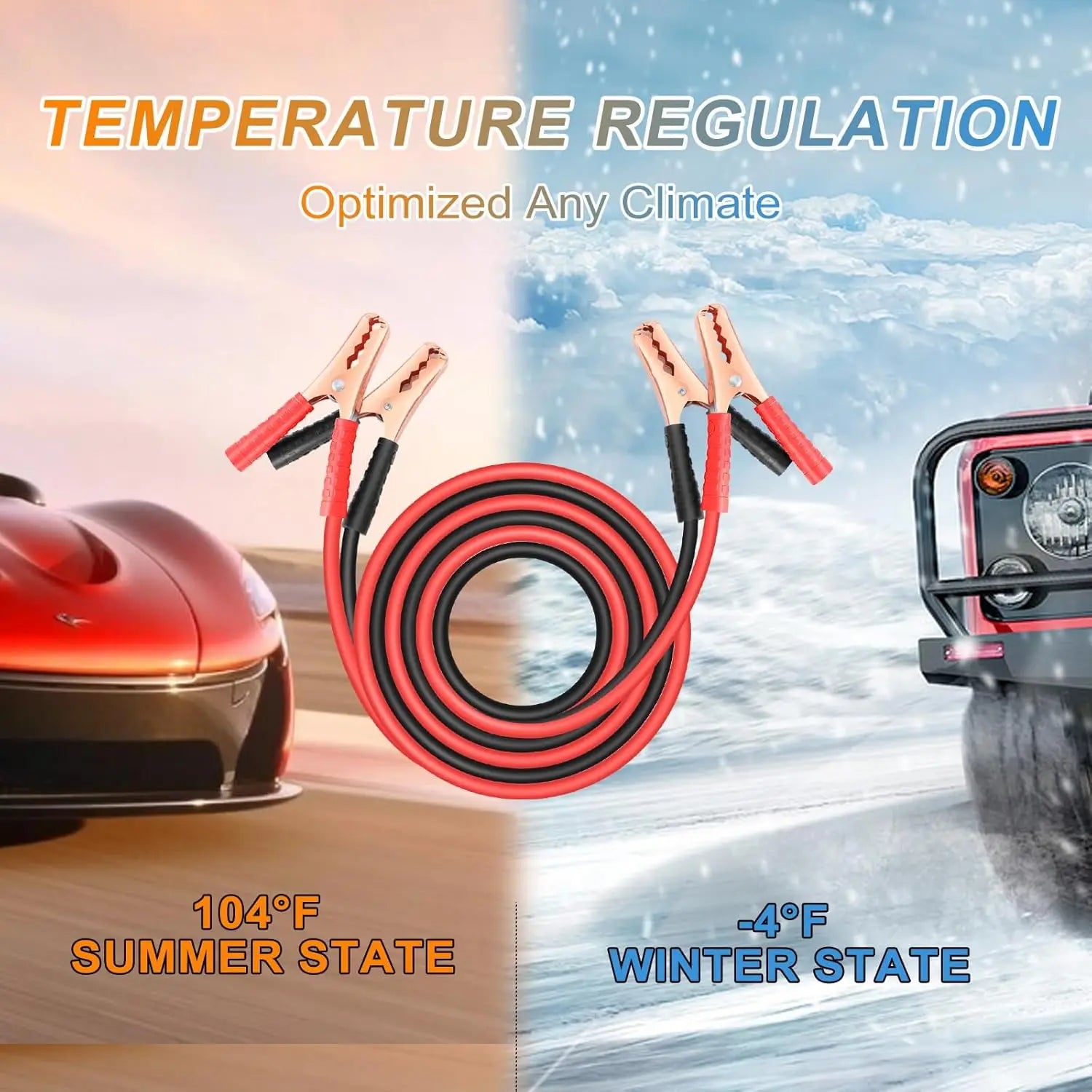 Jumper Cables for Car Battery, Heavy Duty Automotive Booster Cables