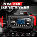 Car Battery Charger for Repair Car Maintainer Full Automatic LCD Display 12V/24V00W