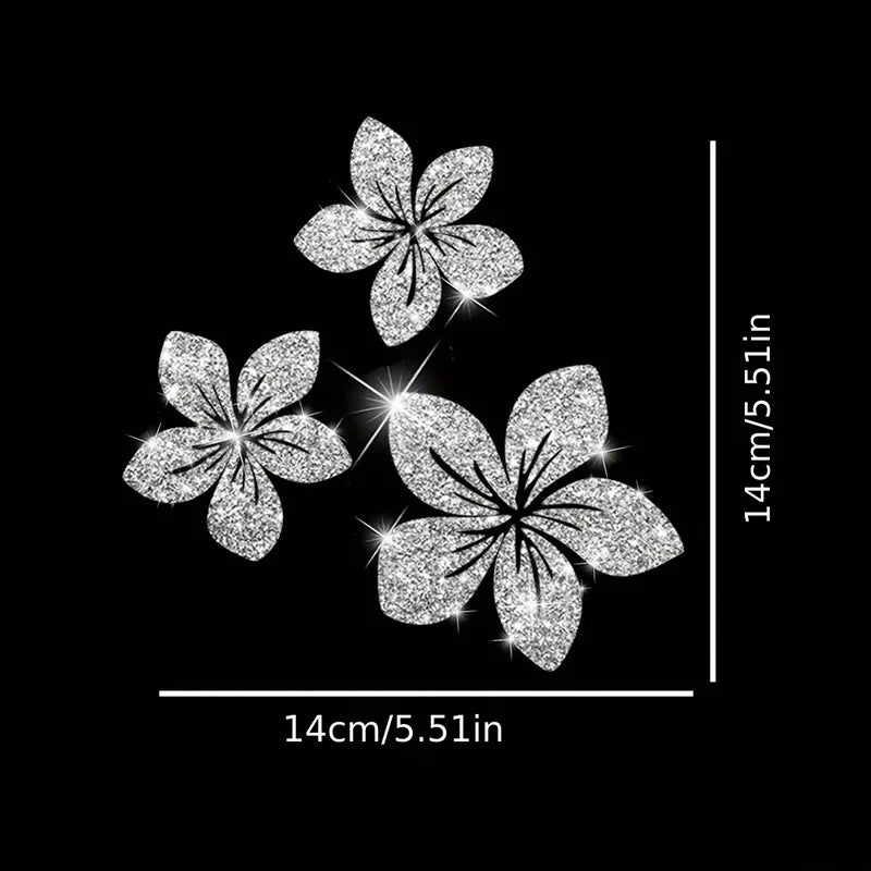 Floral Glitter Decorative Car Stickers Waterproof DlY Sticker Self Adhesive Vinyl Easy to Install for Cars, Motorcycles, Trucks