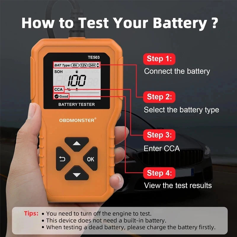 Car Battery Tester 100-2200 CCA Battery System Analyzer BM550