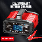 Car Battery Charger for Repair Car Maintainer Full Automatic LCD Display 12V/24V00W