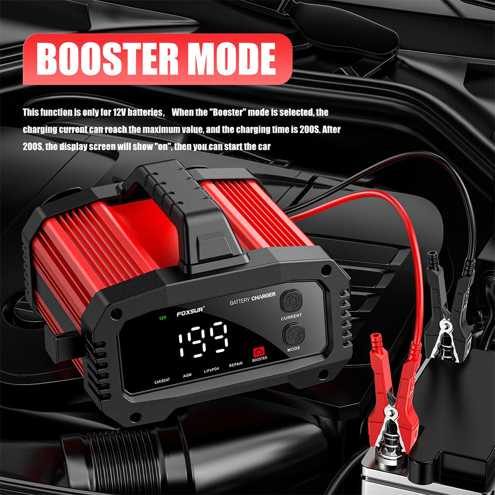 25A/15A Smart Car Battery Charger Car Booster Pulse Repair Portable