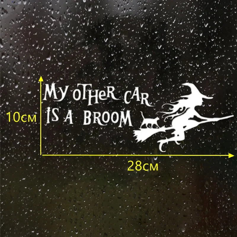 Car Stickers My Other Car Is A Broomstick Funny Witch Vinyl Sticker Car Bumper Car Window Body Decoration Decals,28cm*10cm