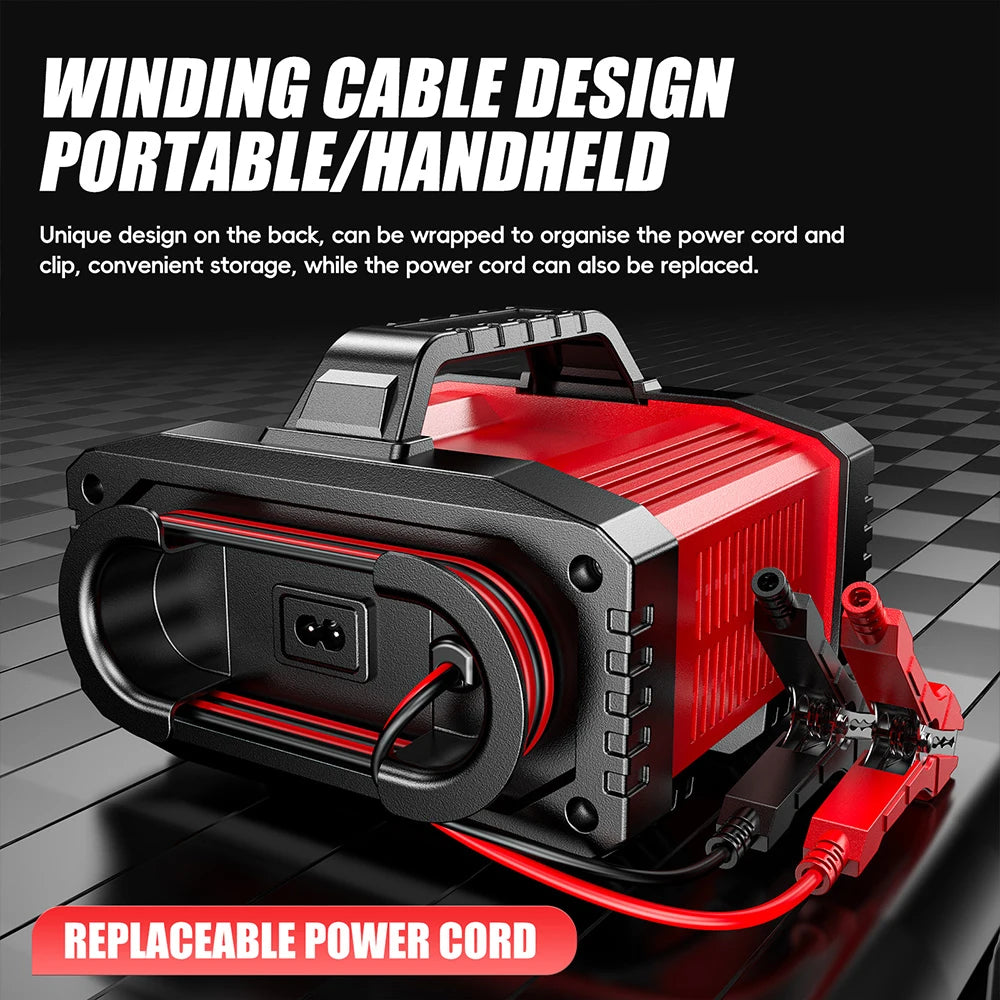 Car Battery Charger for Repair Car Maintainer Full Automatic LCD Display 12V/24V00W