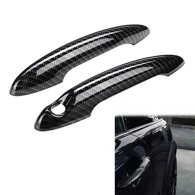 Car Exterior Door Handle Covers For Mini Coupe R58 2011 2012 2013 2014 2015 2 Door Model Carbon Fiber Look Black Accessories