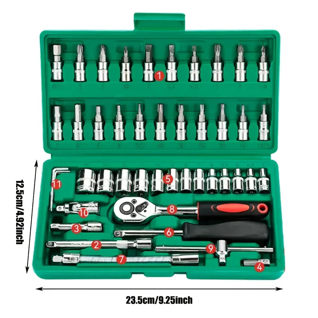 46Pcs Family Tools 1/4 Set Mechanic Tool Kits