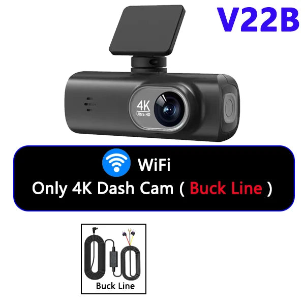 Dash Cam 4K UHD for Car Camera Front Rear Dual Lens With GPS WiFi 24h
