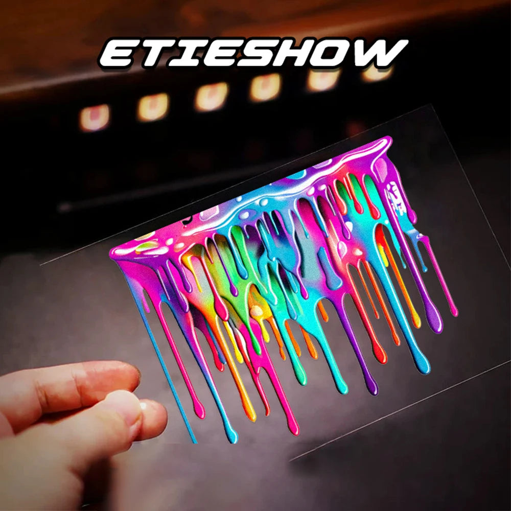 Car Interior Stickers with Dopamine Coloured Fluid Paint Vinyl Reflective Car Stickers for Car Bumpers and Trims
