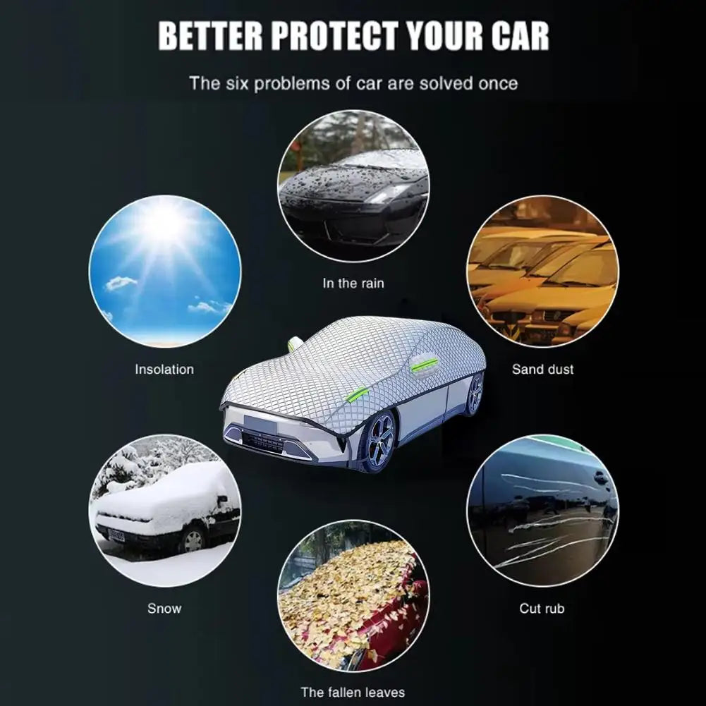 Universal Car Outdoor Cover Four Seasons Exterior Half Sunshades Covers  Anti-frost  Sun Protection Snow Proof Car Covers