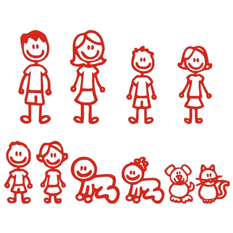 Car Stickers Interesting Family Covering The Body of Fashion Styling Decals Cartoon Creativity Personality PVC,20cm*15cm