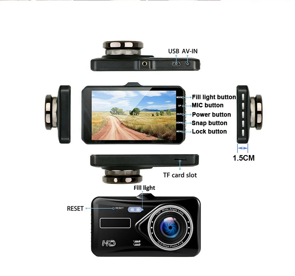 Dash Cam Camera Car HD 1080P Touch Night Vision Video Recorder