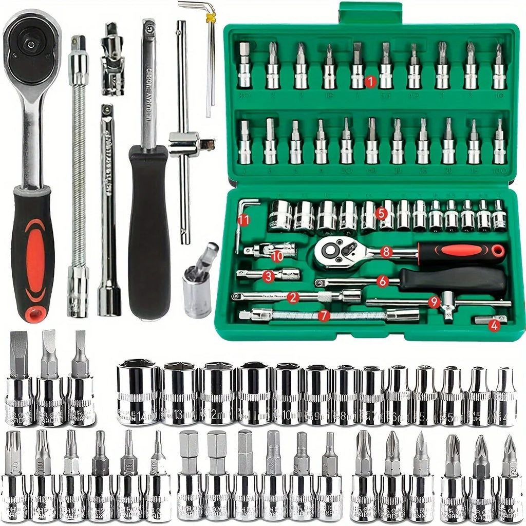 46Pcs Family Tools 1/4 Set Mechanic Tool Kits
