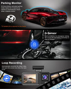 Dash Cam for Cars 3 Channel Car DVR 1080P Camera Video Recorder Front and Rear Inside View Camera