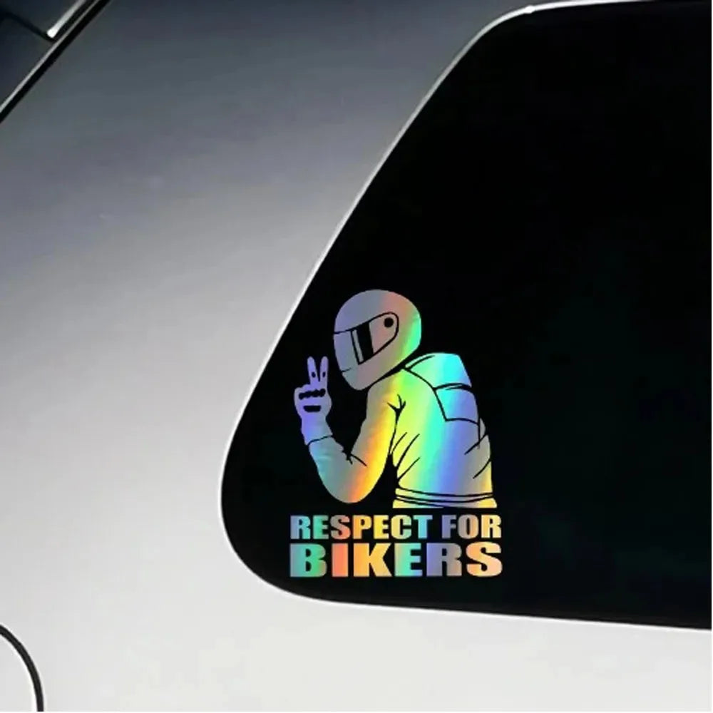 Car Stickers 3D Respect for Bikers Waterproof Removable Motorcycle Reflective Sticker Decor Car Rear Windshield Car Accessories