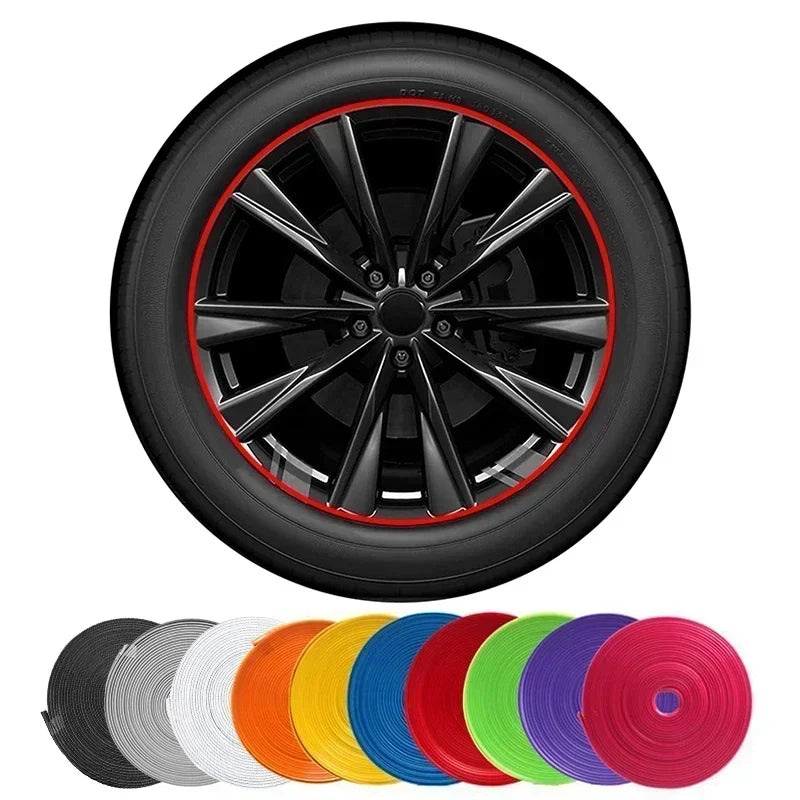 8M/ Roll Rim Blades Car Vehicle Color Wheel Rims Protectors Decor Strip Tire Guard Line Rubber Mounding Trim Tire Guard Line