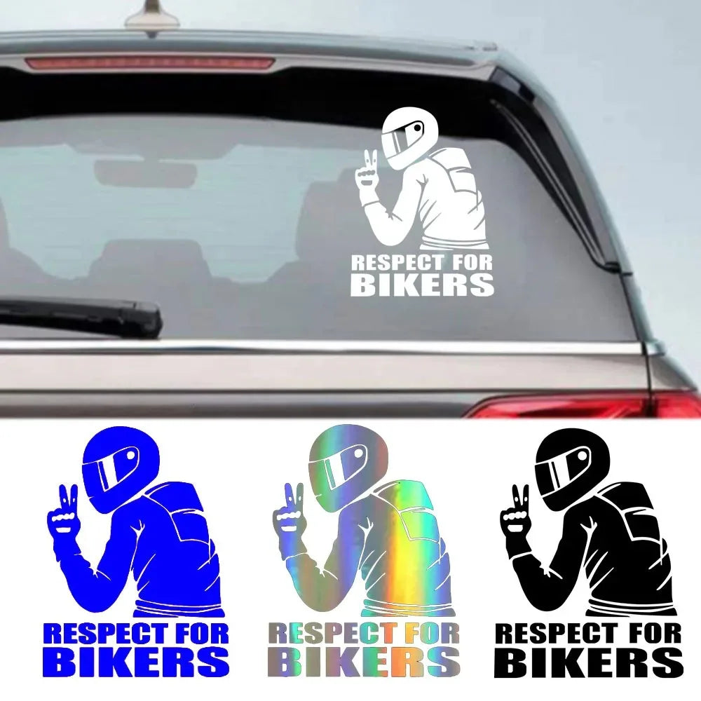 Car Stickers 3D Respect for Bikers Waterproof Removable Motorcycle Reflective Sticker Decor Car Rear Windshield Car Accessories