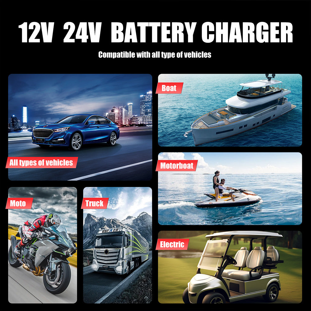 25A/15A Smart Car Battery Charger Car Booster Pulse Repair Portable